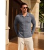 Mens Knit Polo Shirts Long Sleeve Casual Textured Golf Polo