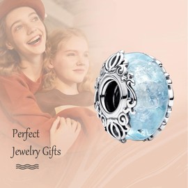 Annmors 925 Sterling Silver Spacer Charms Pendant for European Bracelets Necklace Murano Glass Spacer with 5A Cubic Zirconia, Christmas, Mother's Day, Gift Pendant for Women Girls, Cubic Zirconia