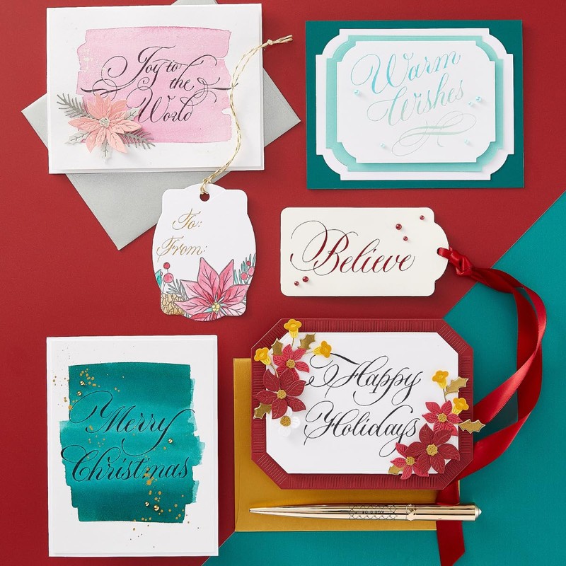 Spellbinders BetterPress Plates Bundle By Paul Antonio Copperplate Holiday Sentiments