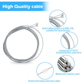 Gear Cable Bicycle, Bicycle Shift Cable Set, Universal Bicycle Parts Brake Cable Bicycle Cable with 2 m Outer Cover, End Sleeve, Brake Cable Housing Kit for Mountain and Road Bike (Shift Cable Set)
