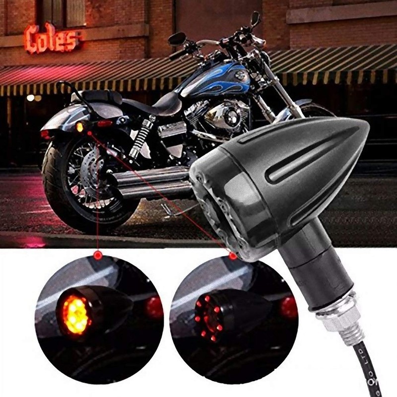 NEYORIKA LED Turn Signal Bullet-shaped Light for Motorcycles, 12 V,