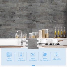 Art3d 10 Sheet (Pack Of 10) Wall Panel Wood, Gray