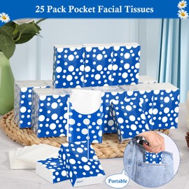 25 Pack Pocket Tissues Travel Packs 250 Sheets Travel Size Tissue Packs 3 Ply Unscented Small Mini Individual Portable Tissue Pack with Unique Embossing for Purse Holiday Travel Party