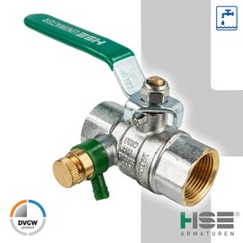 Uniwater Chrome Ball Valve with Drain 1497 DVGW up to +150 °C on Both Sides 3/4 Inch Female Thread