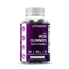 Vitamatic Iron 65 mg Gummies Supplement for Women & Men - 60 Vegan Gummies - Great Tasting Iron Gummy Vitamins with Vitamin C (1)