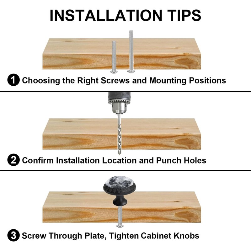 Artinhand 4 Pack Moon Kitchen Cabinet Knobs Round Drawer Pulls
