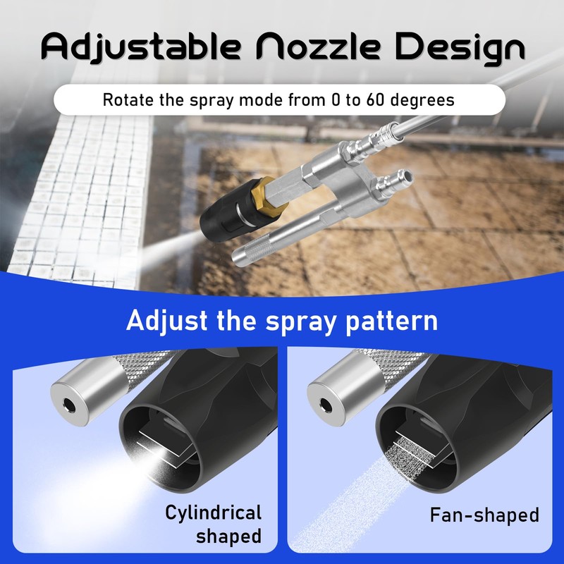 M5 Twist Nozzle,3-7 GPM Two-in-one Adjustable Downstream Soft Wash Nozzle,1/4"