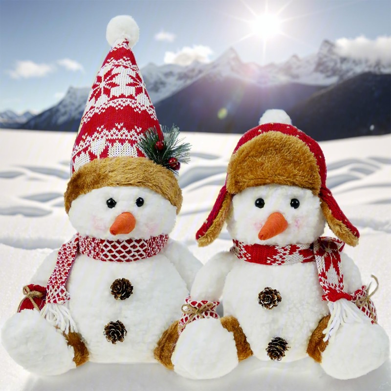 DearSun Set of 2, 14" H Plush Christmas Snowman with