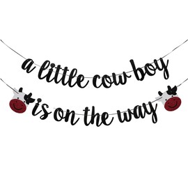 JENSENLIN A Little Cowboy is On The Way Banner,Cowboy Baby Shower Party Decorations Photo Props,Cowboy West Cow Party Decoration.(boy)