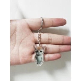 Cartoon Cat Design Keychain for Women and Men, Acrylic Key Ring with Chain, Keychain Accessories for Bag, Car, Office, Creative Gifts