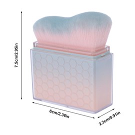 Retractable Self Tanning Brush with Cover, Self Tanner Kabuki Bronzer Makeup Applicator for Blending Tan Liquid Foundation Sunscreens Body Face Leg Arm (Blue-Pink Gradient)