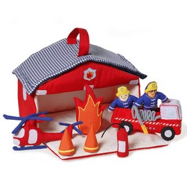 Handmade / Fairtrade, Fabric Fire Station & Fire Engine Play Bag Role Play Toy - by Oskar & Ellen OE228