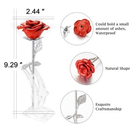 abooxiu Rose Flower Keepsake Urn for Ashes Memorial Small Stainless Steel Urn Mini Cremation Urn Keepsake Rose for Sharing Human Ashes-Red