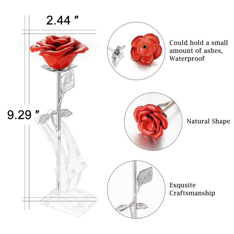 abooxiu Rose Flower Keepsake Urn for Ashes Memorial Small Stainless