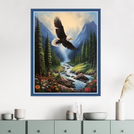 Dimensean Stamped Cross Stitch Kits Full Range of Embroidery Patterns Starter Kits for Beginners Adult or Kids DIY Cross Stitches Needlepoint Kits 11CT-Eagle Scenery 16x20 inch