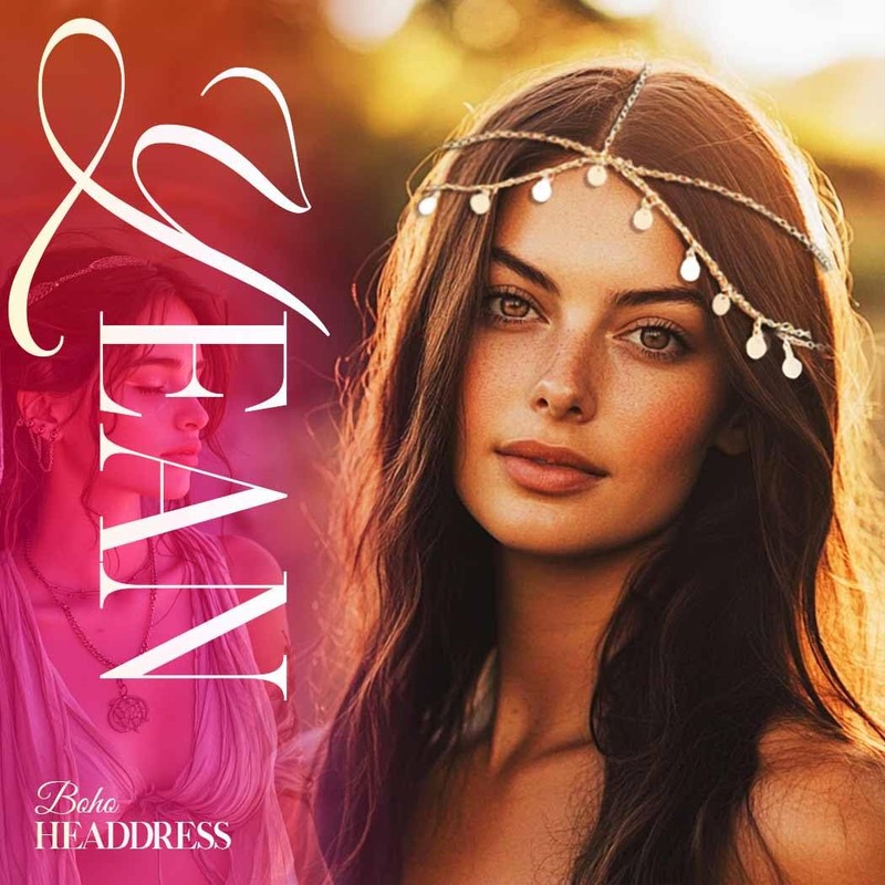 Yean Sequins Boho Headband Gold Head Pieces Goddess Headpiece for
