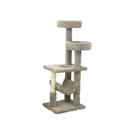 Maykoosh Natural Beauty Multiple Perch Cat Tree, Cat Tree with Scratch Post for All Cat Breeds, Indoor Cat Gym with Perches, Sturdy Wood Construction with Carpet Upholstery Neutral/Round