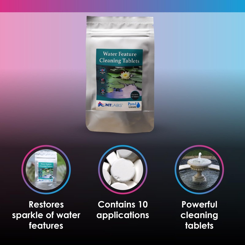 NT Labs Pond Gleam Tablets, Water Feature Cleaning Tablets, Restores