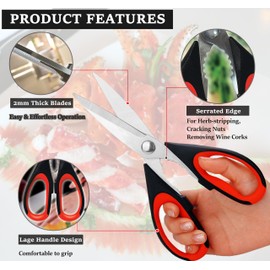 2 Packs Kitchen Shears, Kitchen Scissors, Heavy Duty Meat Scissors, Cooking Scissors, Multipurpose Stainless Steel Sharp Utility Food Scissors with Safety Cover