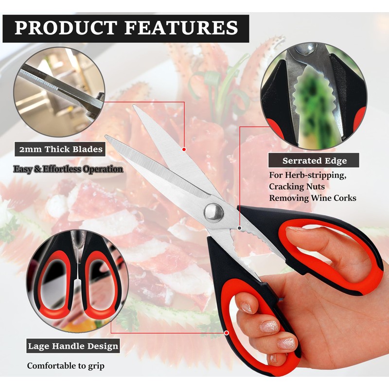 2 Packs Kitchen Shears, Kitchen Scissors, Heavy Duty Meat Scissors,