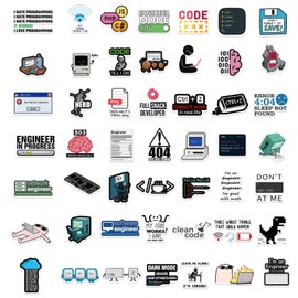 Programming Stickers,Gift for Developers Programmers Hackers Engineers,50Pcs Program Stickers for Laptop Computer Water Bottles Luggage Vinyl Waterproof Decals