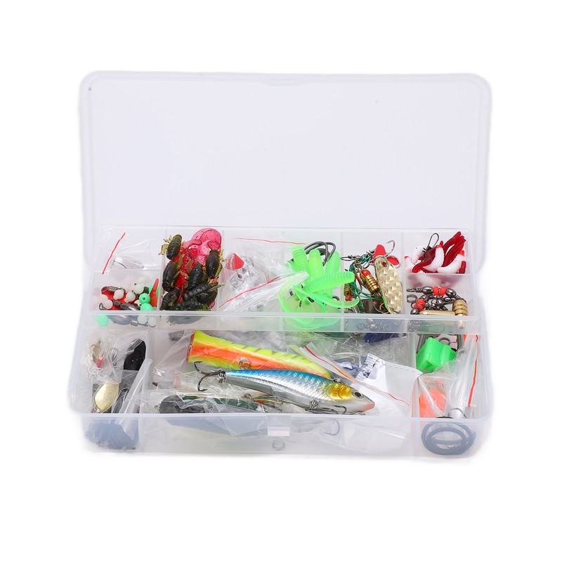 106pc Multifunctional Fishing Tackle Kit Metal Spoon Fishing Mixed Hard