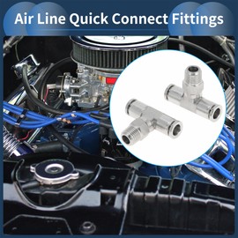 RATCHROLL Push to Connect Air Fittings 5/16" t Type Air Line Quick Joint 304 Stainless Steel 1/4"BSPT 2 Pcs Silver Tone