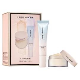 Laura Mercier Flawless Treats Mini Prime + Set Duo, Talc-Free Translucent Loose Setting Powder Ultra-Blur, Hyaluronic Acid Infused, Hydrating Primer, For Normal to Dry + Mature Skin, Holiday Gift Set
