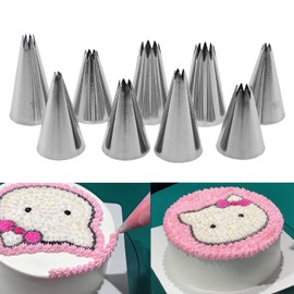 Suuker Open Star Piping Tips Set,9 Pieces French Star Tube Set Frosting Nozzle Kit,Stainless Steel Star Pastry Tips for Cupcakes Cakes Cookies Decorating (Small Size)
