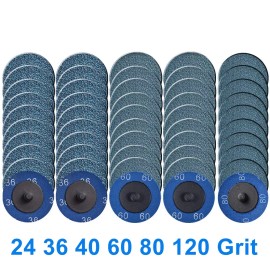 Unbranded 36 60 80 Grit 2 in Zirconia Roll Lock Sanding Disc Die Grinder Quick Change 50pc - Zirconia Alumina, 50-Pack, 60