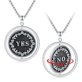 Midir&Etain Yes No Necklace for Women Men Sterling Silver Decision Coin Pendant Necklace Flipping Coin Decision Maker Jewellery Graduation Birthday Gift for Daughter Friends