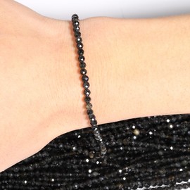 Song Xi 120pcs 3mm Natural Black Striped Agate Gemstone Beads Faceted Round Loose Stone Beads for Jewelry Making