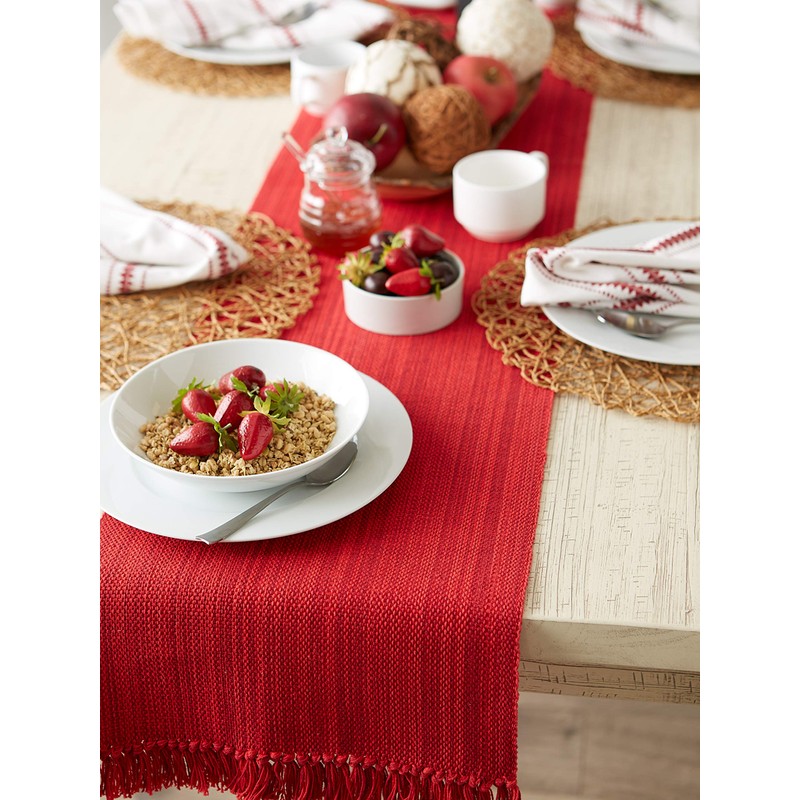 DII Variegated Tabletop Collection, Table Runner3x72, Tango Red
