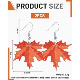 WUNZILO 1 Pair Cute Wooden Maple Leaf Earrings Dangle Fashion Season Plant Jewellery for Women Girls Gift Charms