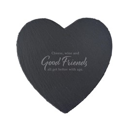 CGB Giftware | Cheese, Wine and Good Friends All Get Better with Age - Heart Slate Cheeseboard Gift Boxed | Homeware | Serveware | Dinner Party | GB07602