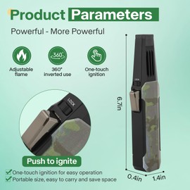 Solar Beam Butane Torch Lighter - Windproof, Adjustable Flame, Refillable, Ideal for Cooking, Baking, and Creme Brulee - Does Not Include Butane Gas