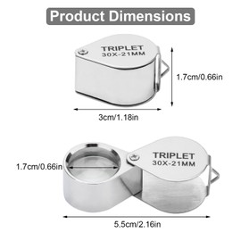 Rongon Jewelers Loupe Magnifier 30X Pocket Magnifying Glass Foldable Small Magnify Glasses Mini Eye Loupe for Gems Jewelry Coins Stamps