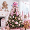 Pink Christmas Tree Topper Hat, Candy Gingerbread Tree Top Decoration