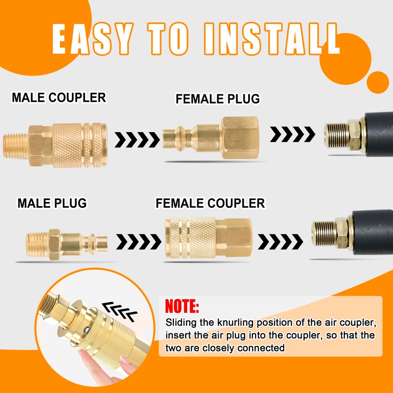 Air Coupler & Plug Kit,60Pcs 1/4 Inch NPT Air Tool