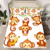 Manfei Monkey Fitted Sheet Cartoon Brown Monkey Printed Bedding Set