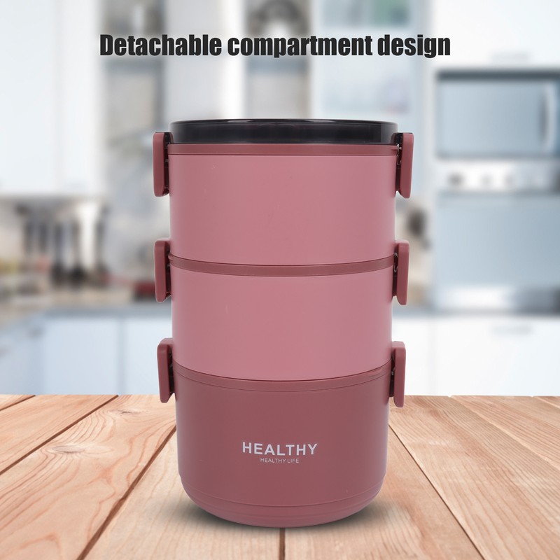 Thermal Lunch Box 2200ml Three Layer Detachable Compartment Design Portable
