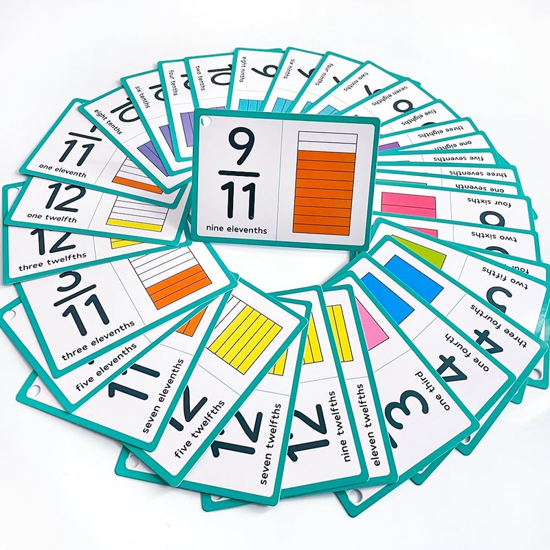 Lachilly Fraction Number Flash Cards - Graphically Illustrated Simplification Math