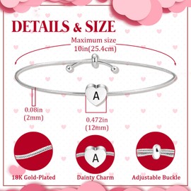QianSiLi Valentines Gifts For Her 26 Initial Bracelet Silver Bracelet For Women Jewellery Gift For Daughter Sisters Friends Mom Colleague Lover Birthday Christmas W