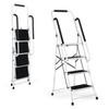 FAHKNS 4 Step Ladder with Handrails, Portable Folding Step Stool