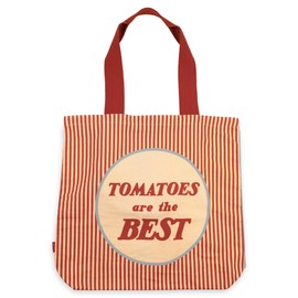 ban.do Big Canvas Bag with Shoulder Strap, Lightweight Reusable Travel Tote for Books, Beach or Produce, Tomatoes are the Best