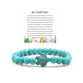 tenghong2021 8mm Sea TurtleTurquoise Stretchy Elastic Bracelets for Women Men Boho Beach Turtle Stretch Natural Stones Beaded Bracelet Gifts for Women Gifts Jewelry-A