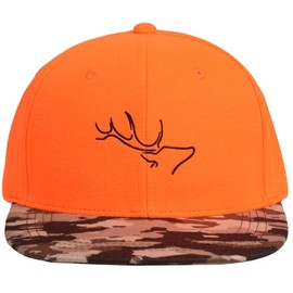 EDTREK Performance Outdoorsman Snapback Truck Hat with Flat Brim - Unique Animal Embroidery (Blaze Orange - Woodsman Camo)