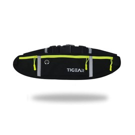 TIGEAR Adjustable Running Belt, Waist Bag with Reflective Elastic Strap, Water Resistant Bum Bag for Gym Training, Fanny Pack with Phone Pouch for Hiking, Cycling & Travelling - Yellow