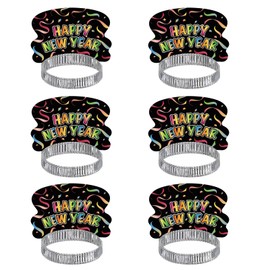 BinaryABC Happy New Year Headband Tiara,New Year Eve Hair Accessories,New Year Party Supplies Favors,6Pcs