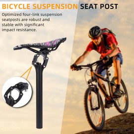 Bike Suspension Seat Post,27.2/30.9/31.6mm,Shock Absorber Saddle Seatpost with Reducer for Mountain Bike/Road Bike,Aluminum Bicycle Seat Post 372 mm Length